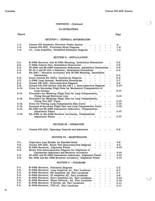 Cessna 800 ADF (Fixed Loop) Type 846A 1973 Maintenance & Parts Manual (D4506-13)