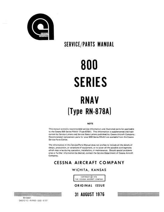 Cessna 800 SER RNAV RN-878A 1976 Maintenance & Parts Manual (D4572-13)