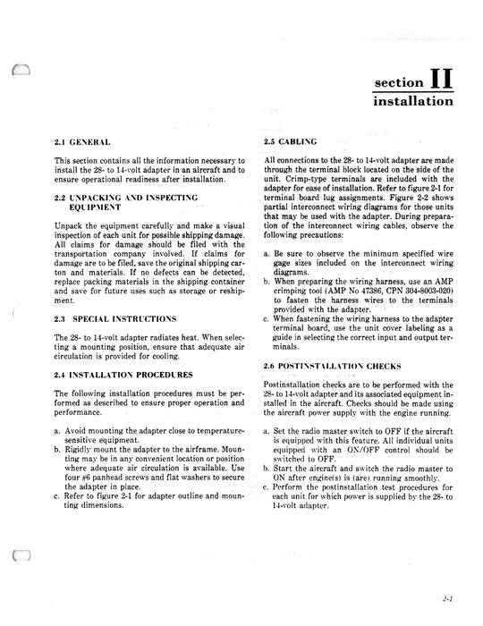 Collins 28- to 14-V DC Adapter Instruction Book Supplement (523-0769630-00111J)