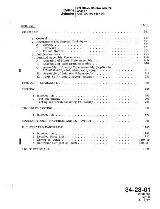 Collins 329B-8Y Overhaul Manual with Illustrated Parts List (523-0763447-301113)