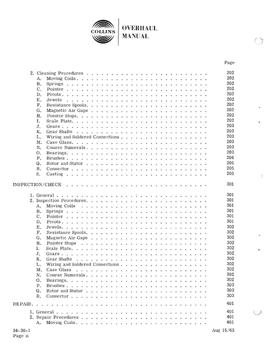 Collins 331H-1 1963 Overhaul Manual with Illustrated Parts (523-0756511-00111B)
