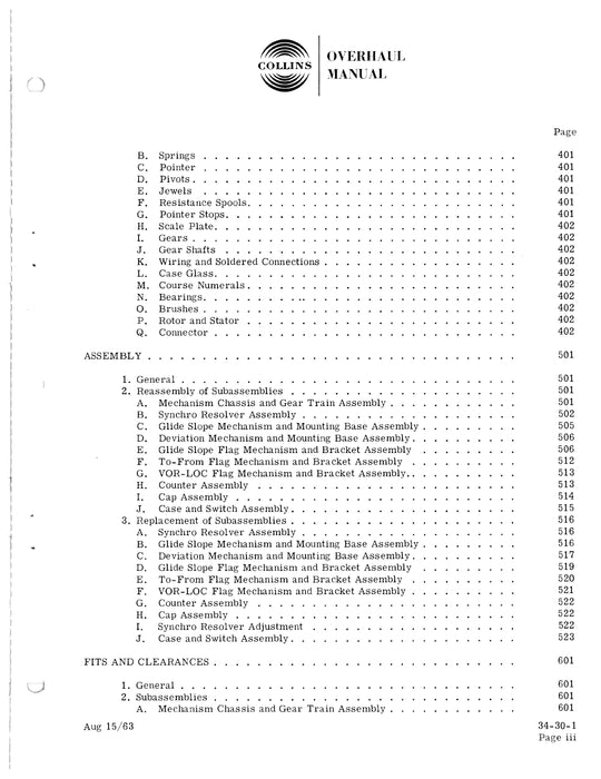 Collins 331H-1 1963 Overhaul Manual with Illustrated Parts (523-0756511-00111B)