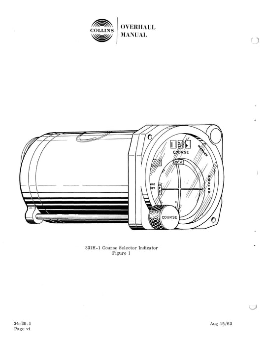 Collins 331H-1 1963 Overhaul Manual with Illustrated Parts (523-0756511-00111B)