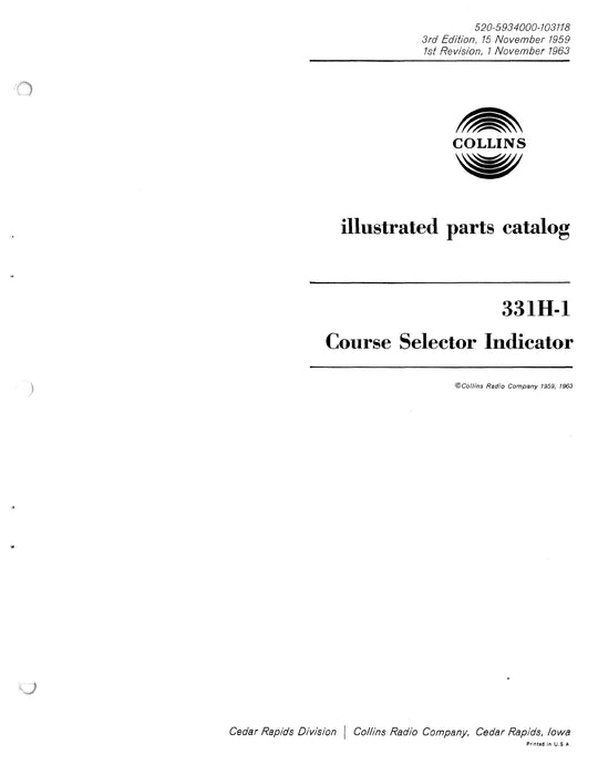 Collins 331H-1 1963 Overhaul Manual with Illustrated Parts (523-0756511-00111B)