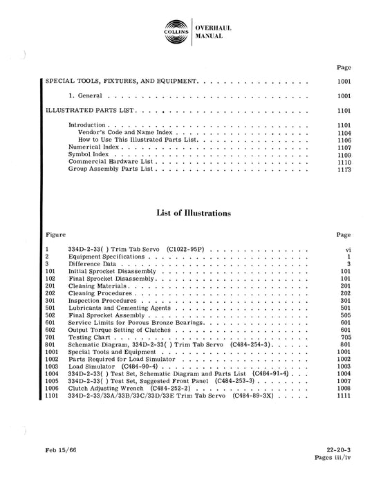 Collins 334D-2-33( ) Trim Tab Servo Overhaul Manual (523-0755471-101113) TD-456B