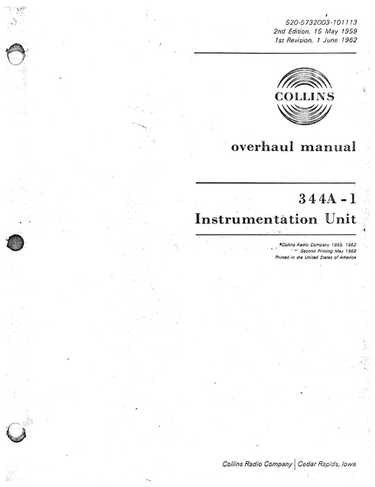 Collins 344A-1 Instrumentation Unit Overhaul Manual (520-5732003-101113)