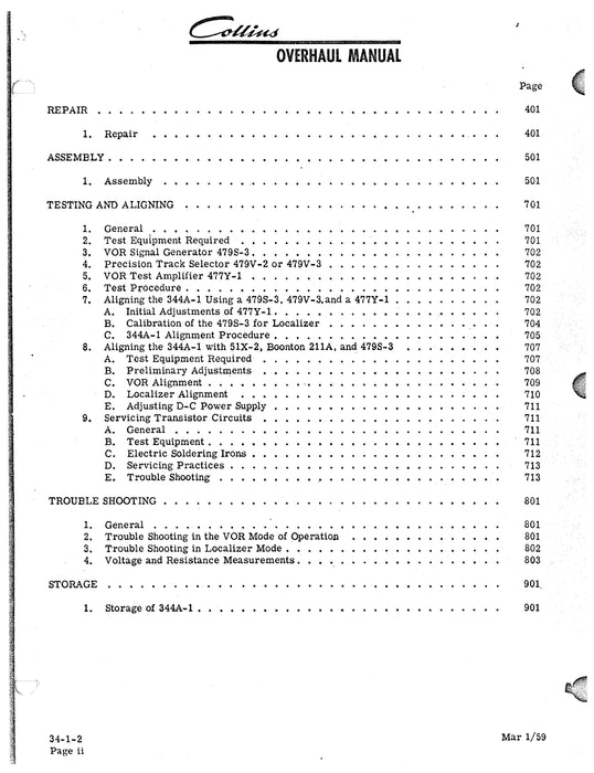 Collins 344A-1 Instrumentation Unit Overhaul Manual (520-5732003-101113)