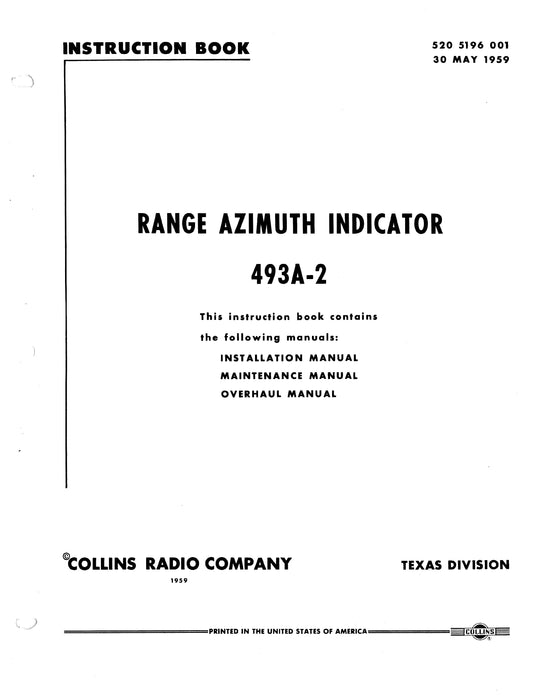 Collins 493A-2 Range Azimuth Indicator Instruction Book (520-5196-001)