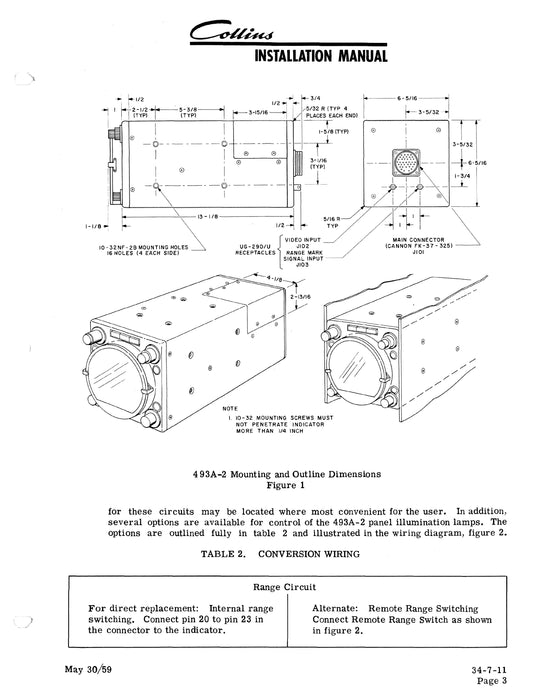 Collins 493A-2 Range Azimuth Indicator Instruction Book (520-5196-001)