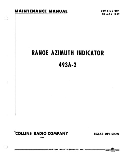 Collins 493A-2 Range Azimuth Indicator Instruction Book (520-5196-001)