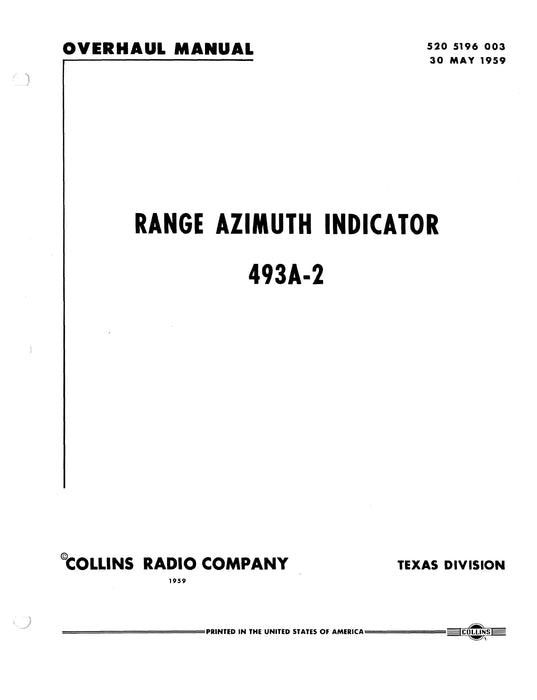 Collins 493A-2 Range Azimuth Indicator Instruction Book (520-5196-001)