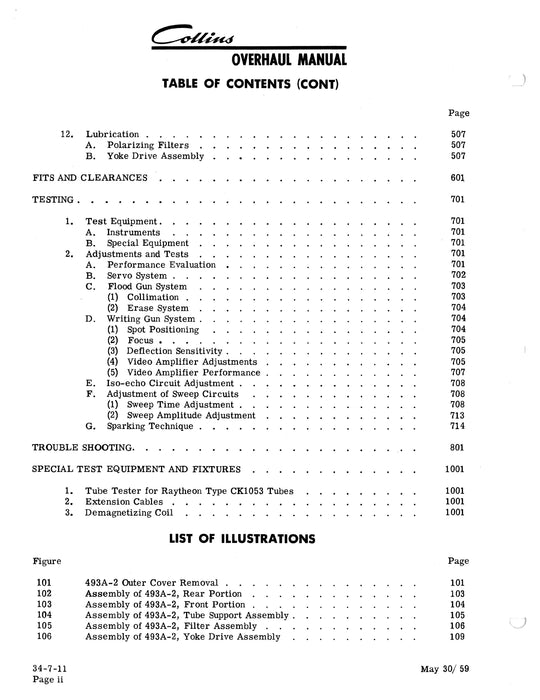 Collins 493A-2 Range Azimuth Indicator Instruction Book (520-5196-001)