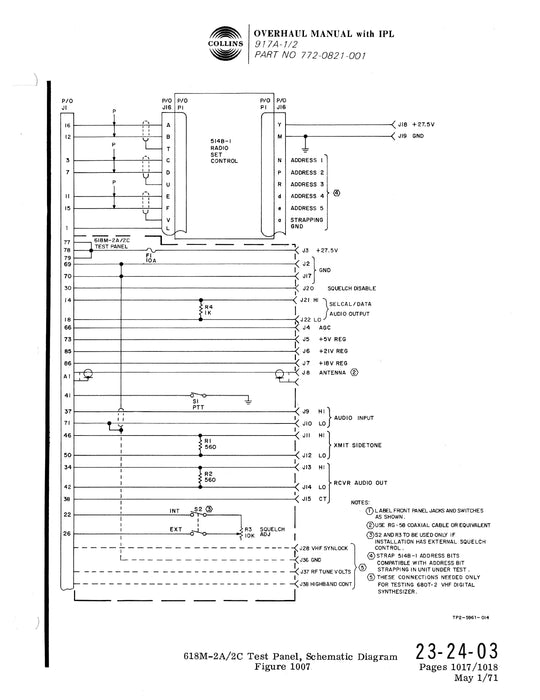 Collins 917A-1-2 (Part of 618M-2) 1967 Overhaul Manual (with Illustrated Parts List) (523-075977-411113)