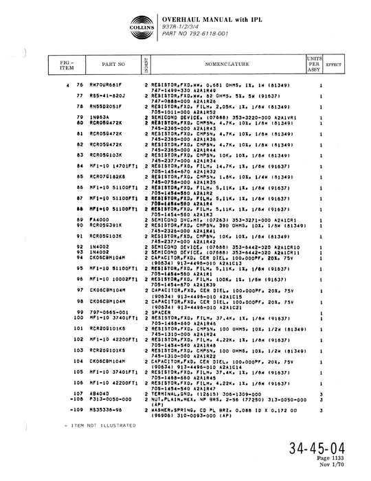 Collins 937R-1-2-3-4 Antennas 1970 Overhaul Manual (with Illustrated Parts List) (523-0762621-001112)