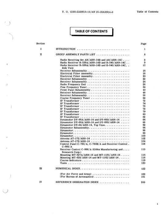 Collins AN-ARN-14B,C 1958 Illustrated Parts Breakdown (16-30ARN14-8)