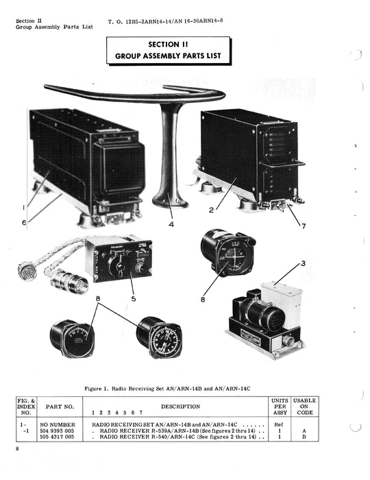 Collins AN-ARN-14B,C 1958 Illustrated Parts Breakdown (16-30ARN14-8)