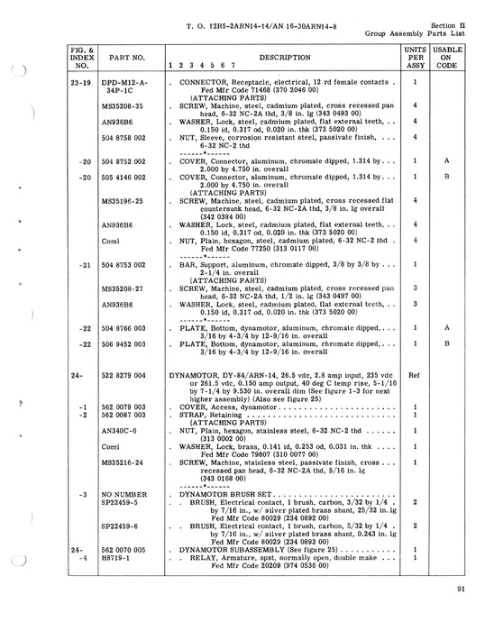 Collins AN-ARN-14B,C 1958 Illustrated Parts Breakdown (16-30ARN14-8)