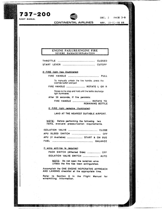 Continental Airlines 737-200 Flight  Manual (Continental Airlines)