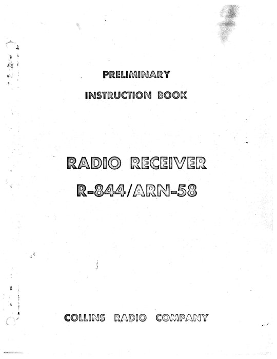 Collins R-844-ARN-58 1958 Preliminary Instruction Book (520-5862-00)