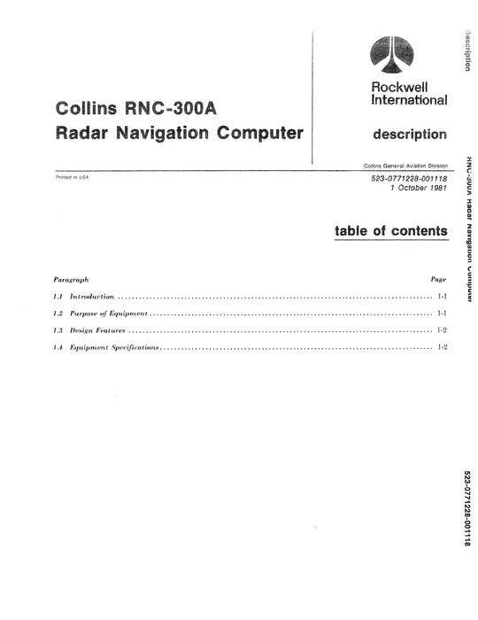 Collins RNC-300A 1981 Instruction Book (523-0771227-00111A)