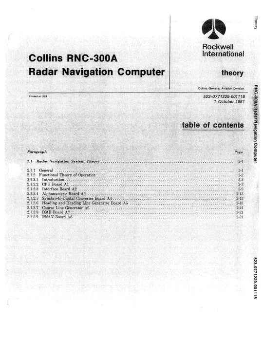 Collins RNC-300A 1981 Instruction Book (523-0771227-00111A)