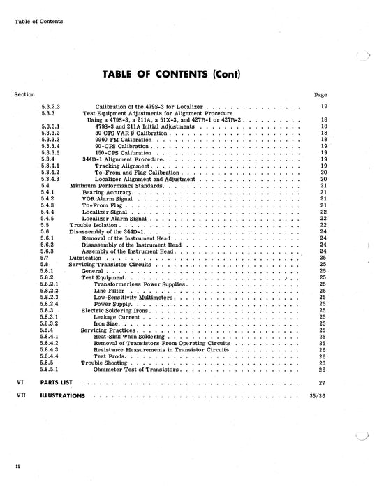 Collins VOR Instrumentation Unit 344D-1 1959 Instruction Book (520-5915-00)