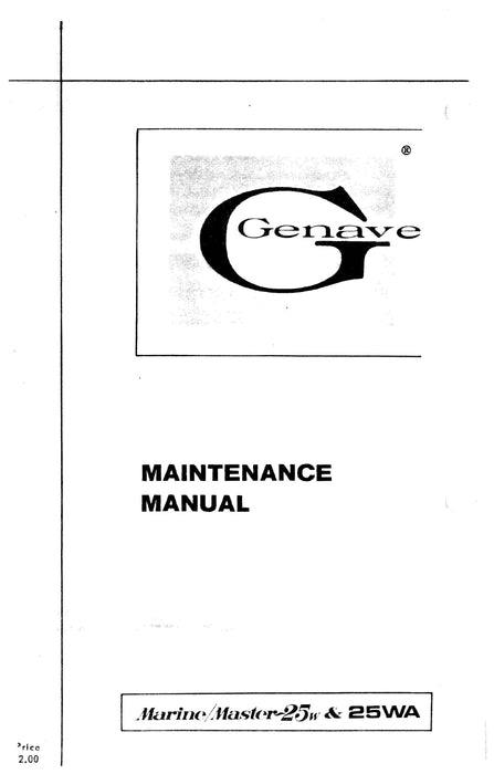 Genave Marine Master-25W & 25WA Maintenance Manual