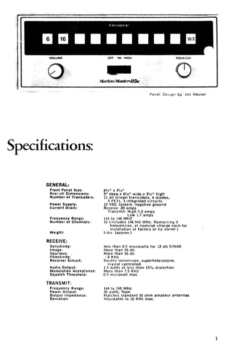 Genave Marine Master-25W & 25WA Maintenance Manual