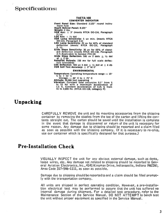 Genave Theta-300-400 Installation Manual (GNTHETA300,400)