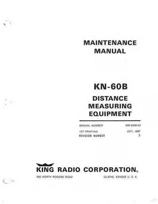 King KN-60B, C DME 1967 Maintenance/Installation Manual (006-5008-03)