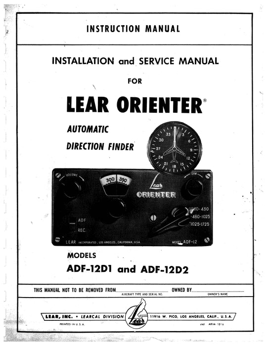 Lear ADF-12D1 & ADF-12D2 Instruction Manual (LEADF12D1,2-INS)