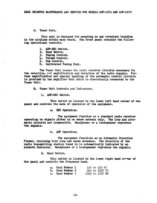 Lear ADF-12D1 & ADF-12D2 Instruction Manual (LEADF12D1,2-INS)