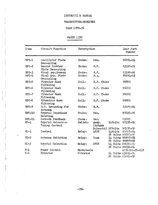 Lear LVTR-36 Transmitter-Receiver Instruction Manual ARIM-16