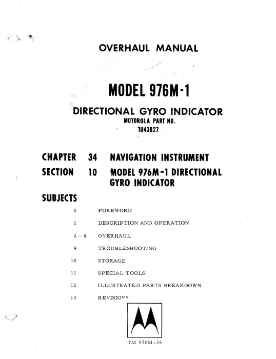 Motorola  976M-1 Attitude Gyro Indicator Overhaul Manual (TM-976M-34)