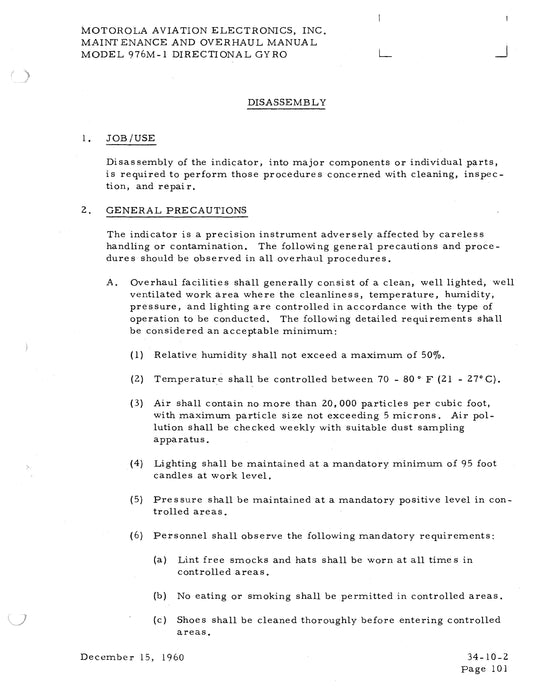 Motorola  976M-1 Attitude Gyro Indicator Overhaul Manual (TM-976M-34)