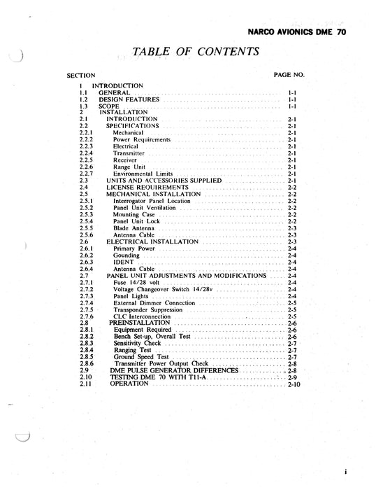 Narco DME 70 14-2V  Maintenance Manual (3311-600)