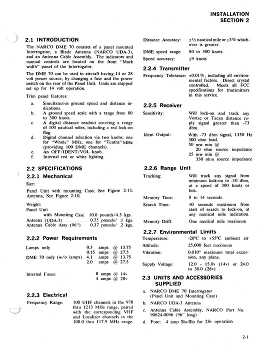 Narco DME 70 14-2V  Maintenance Manual (3311-600)