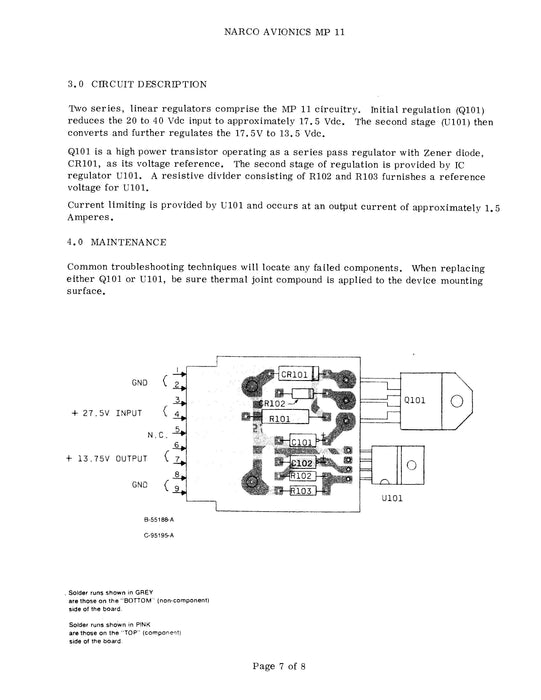 Narco MP 11, TSO'd 1976 Maintenance Manual (03738-0600)