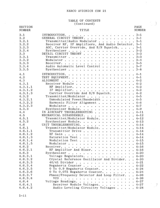 Narco COM 21 VHF Transceiver 1979 Maintenance Manual (03112-0600)