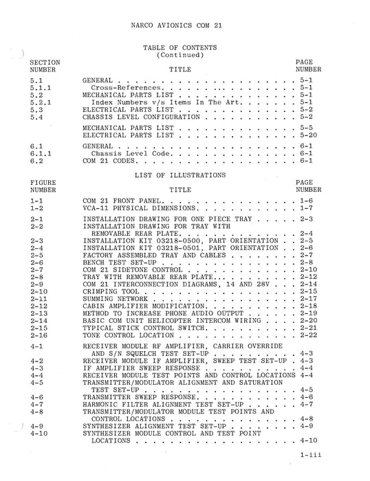 Narco COM 21 VHF Transceiver 1979 Maintenance Manual (03112-0600)