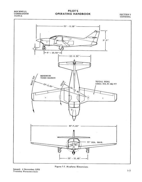 Aero Commander 112TC-A Commander 1977-79 Pilot's Operating Handbook (AC112TCA77POH-C)