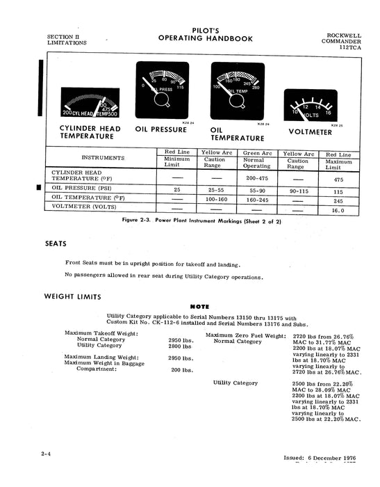 Aero Commander 112TC-A Commander 1977-79 Pilot's Operating Handbook (AC112TCA77POH-C)