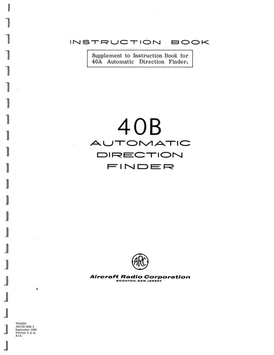 Aircraft Radio Corporation ARC 40B Auto. Direction Finder Instruction Book (AR40B-IN-C)