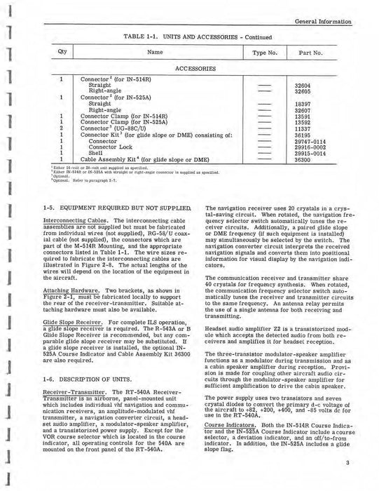 Aircraft Radio Corporation ARC 540A Communication Navigation Set Instruction Book (AR540A-IN-C)