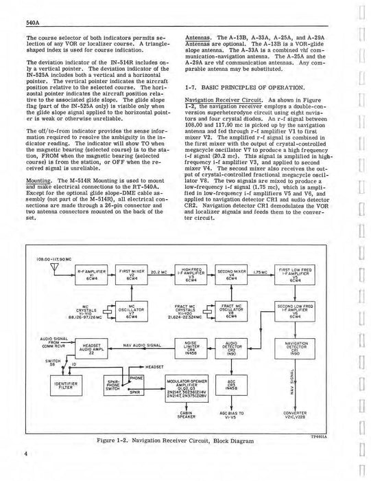 Aircraft Radio Corporation ARC 540A Communication Navigation Set Instruction Book (AR540A-IN-C)