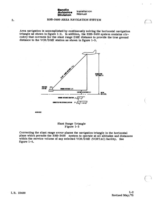 Bendix RNS-3400 Area Navigation System Installation Manual (I.B.23400)