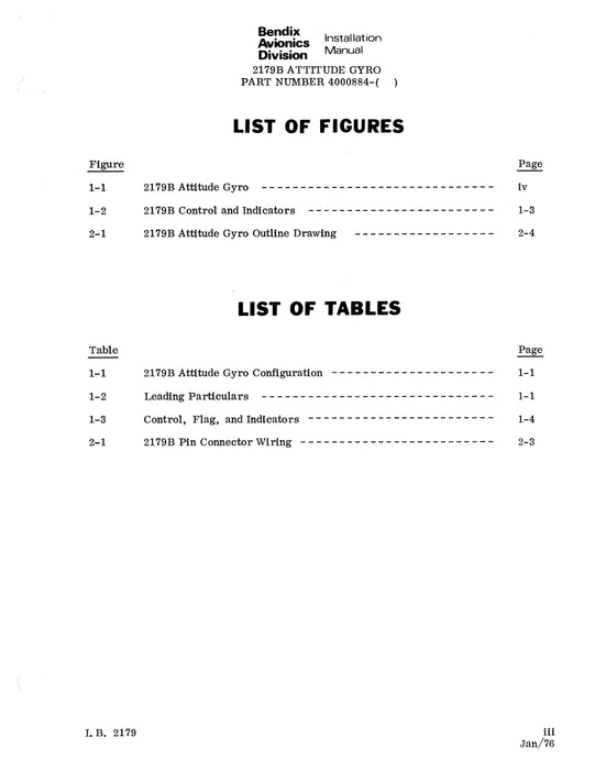 Bendix 2179B Attitude Gyro Installation Manual (I.B.2179)