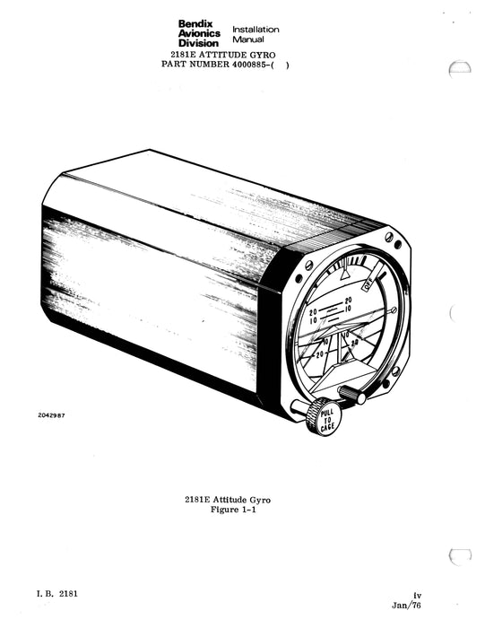 Bendix 2181E Attitude Gyro Installation Manual (I.B.2181)