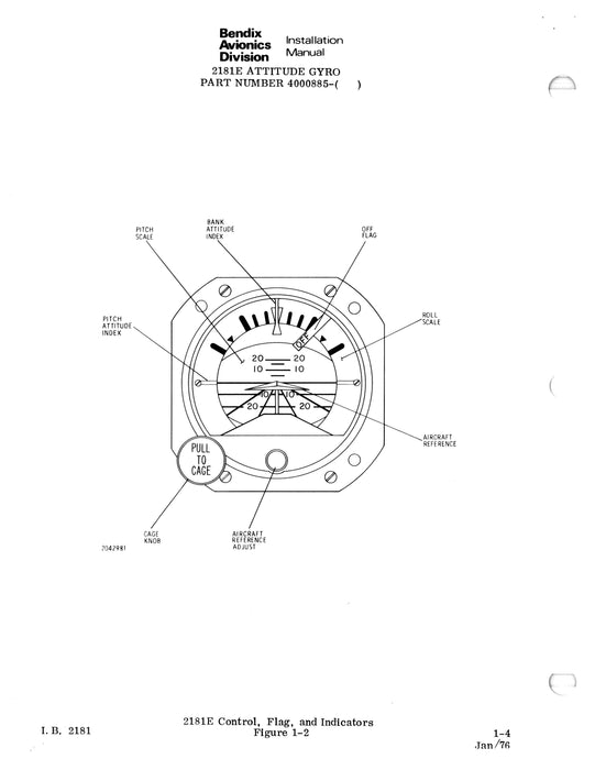 Bendix 2181E Attitude Gyro Installation Manual (I.B.2181)