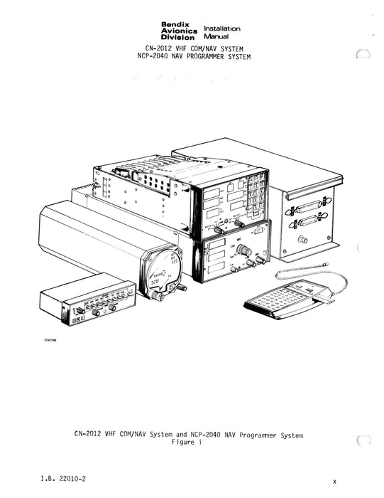 Bendix CN-2012 VHF COM-NAV System, NCP-2040 Nav Programmer System Installation Manual (22010-2)